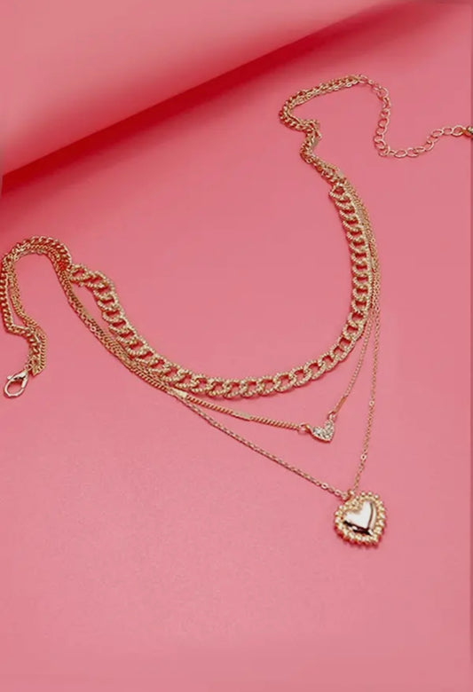 MULTI HEART RHINESTONE NECKLACE