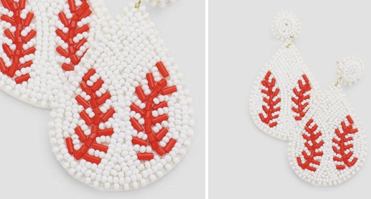 Baseball seedbead earrings